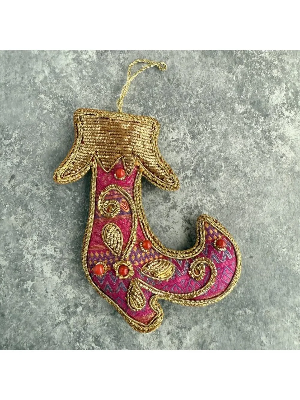 PIER 1 Elf Shoe Embellished Christmas Ornament